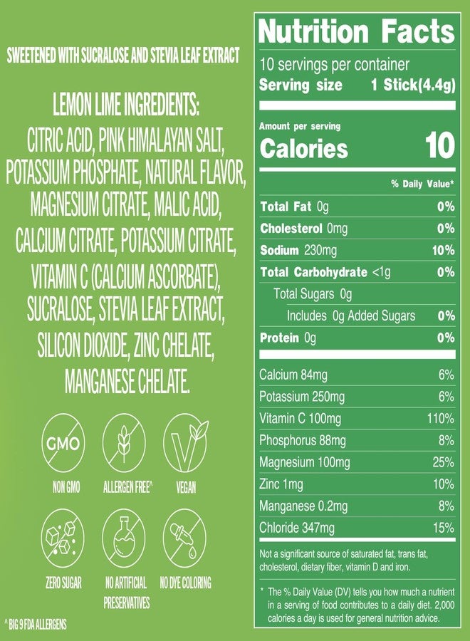 TREVI™ Sugar Free Electrolytes - Drink Mix Hydration Powder Packets - 10 Count - Lemon Lime - Image 4